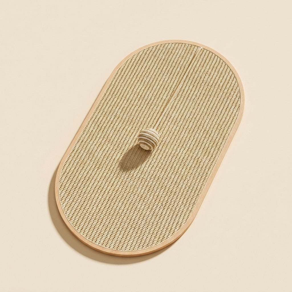 Natural Sisal Arch Wall Scratch Pad, oval shape, studio shot