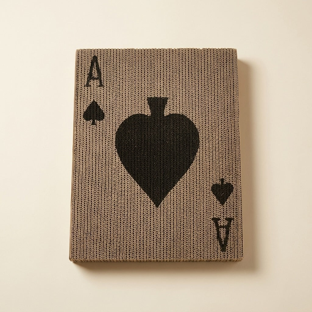 Playing Card Cardboard Cat Scratcher, ace of spades design, studio shot