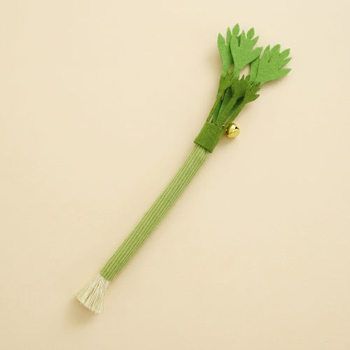 Catnip celery chew stick with leaves and a small bell