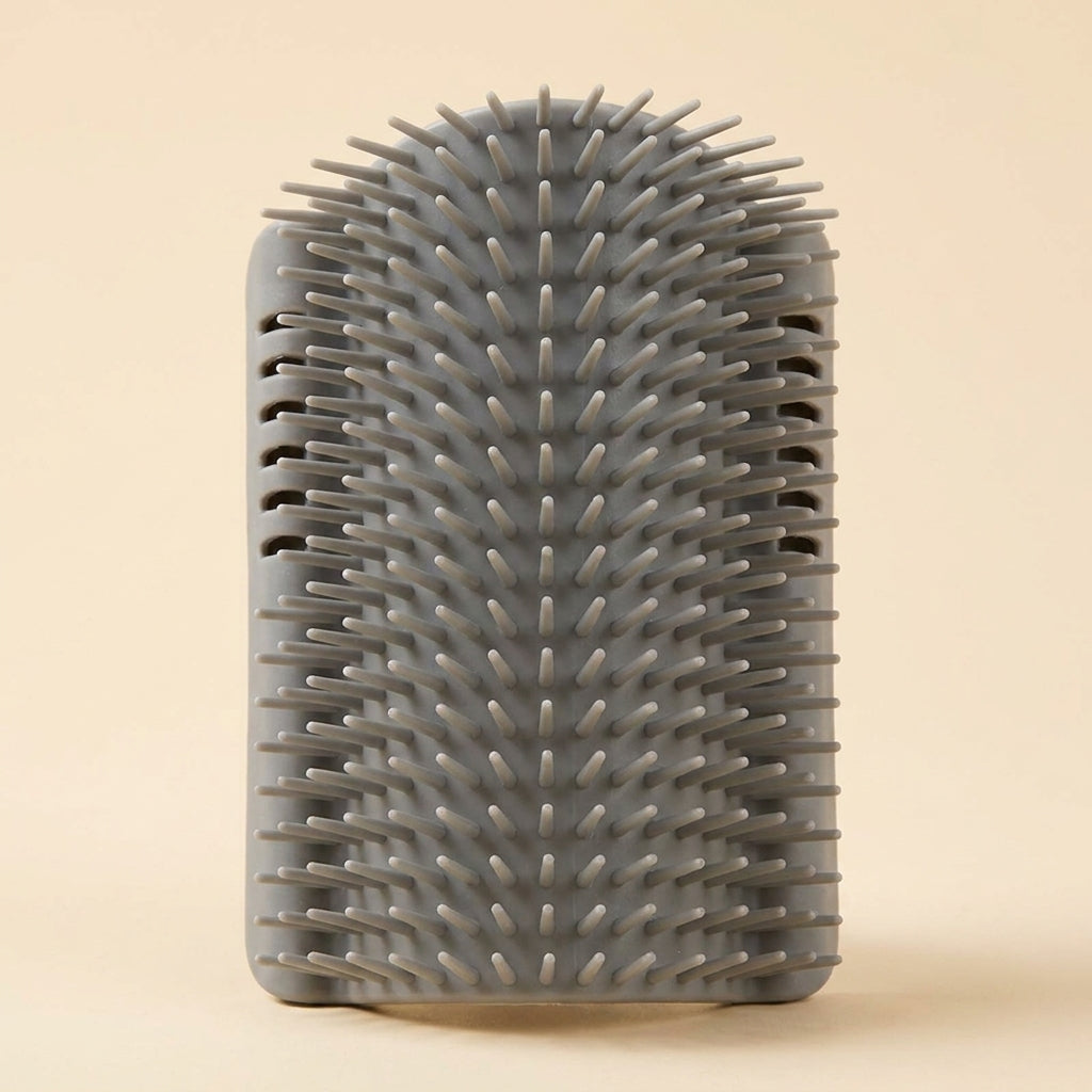 Corner self groomer brush with dense soft bristles for cats