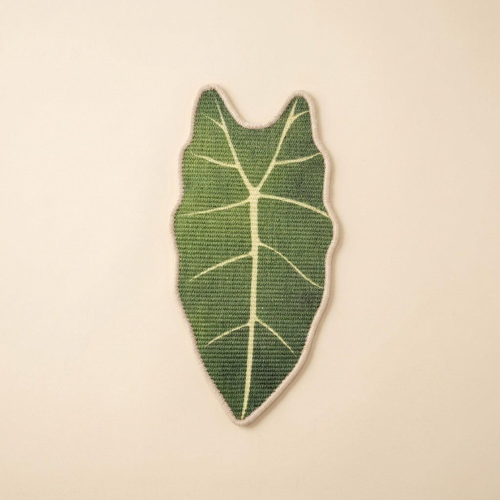 Leaf Sisal Cat Scratch Mat, taro leaf shape, studio shot