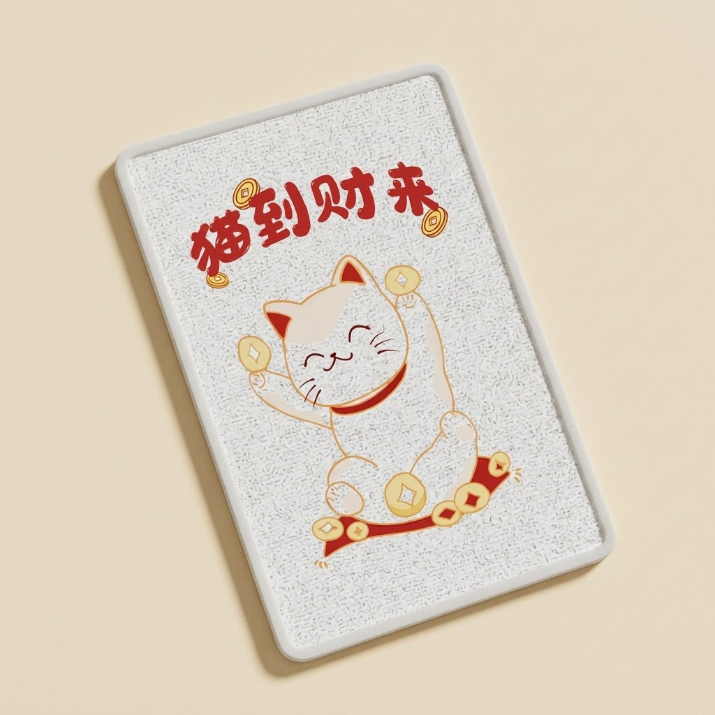 Lucky Cat Wall Scratch Pad with fortune cat artwork, studio shot