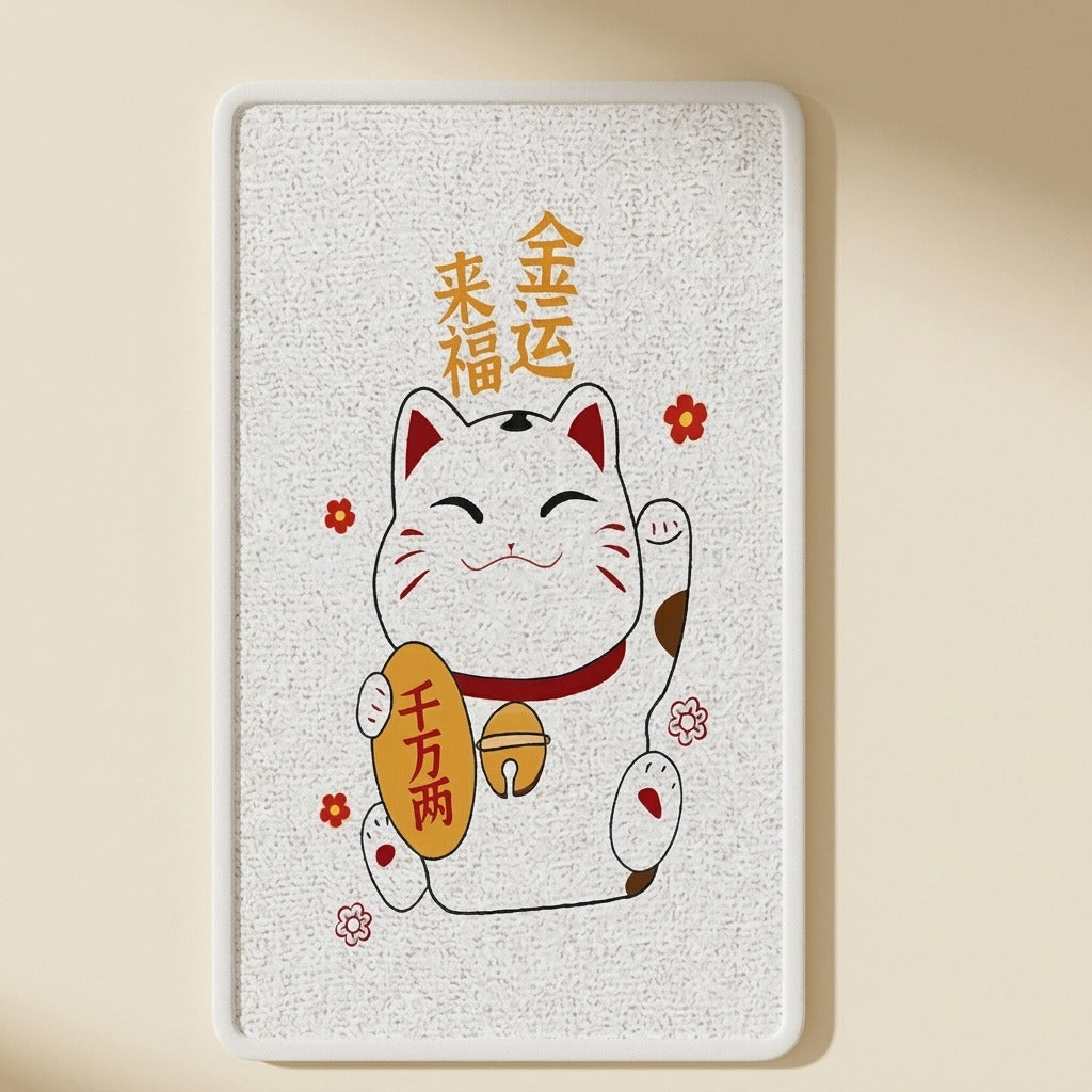 Lucky Cat Wall Scratch Pad with lucky cat artwork, studio shot