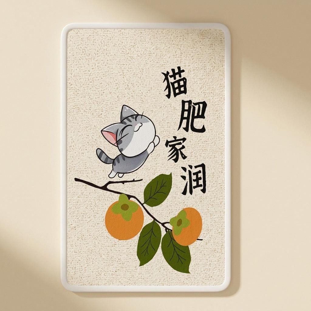 Lucky Cat Wall Scratch Pad with persimmon cat artwork, studio shot