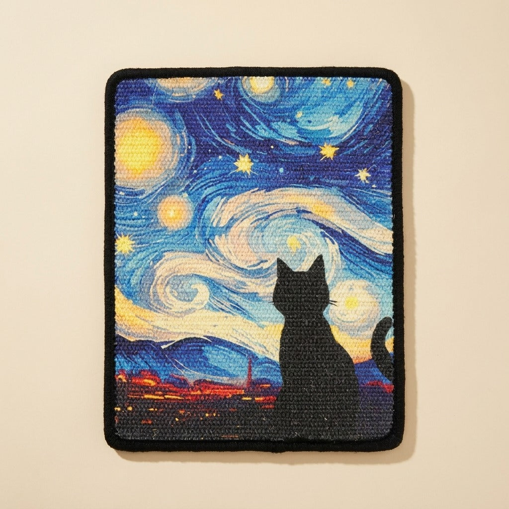Oil Painting Sisal Scratch Board with starry sky artwork, studio shot