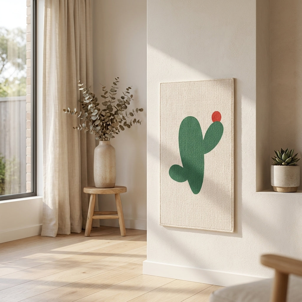 Trimmable scratch mat stuck to a wall corner in a bright modern home
